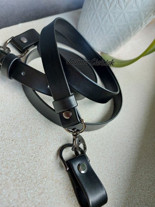 CZARNY eco pasek+REGULACJA+ zaczepy do torebki obag moon light chase
