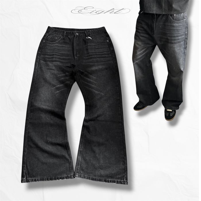 Flared Black Bootcut Jeans Джинси Фларед Кльош Клеш Чорні Вошед Baggy Y2k Sk8 Archive Opium Racer Jaded London Balenci  Буткат 527 Черные Опиум Джинсы