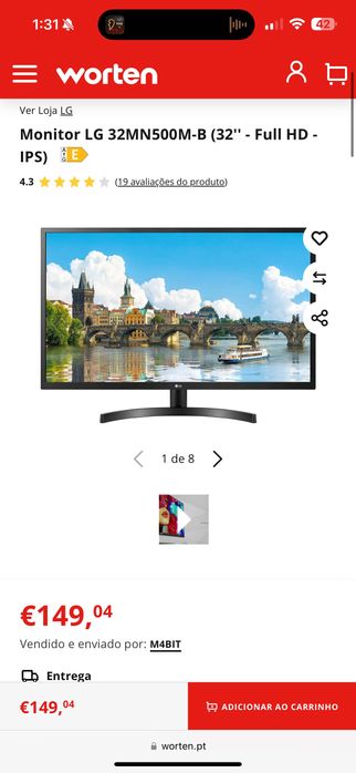 Monitor LG 32MN500M-B   60HZ 32”