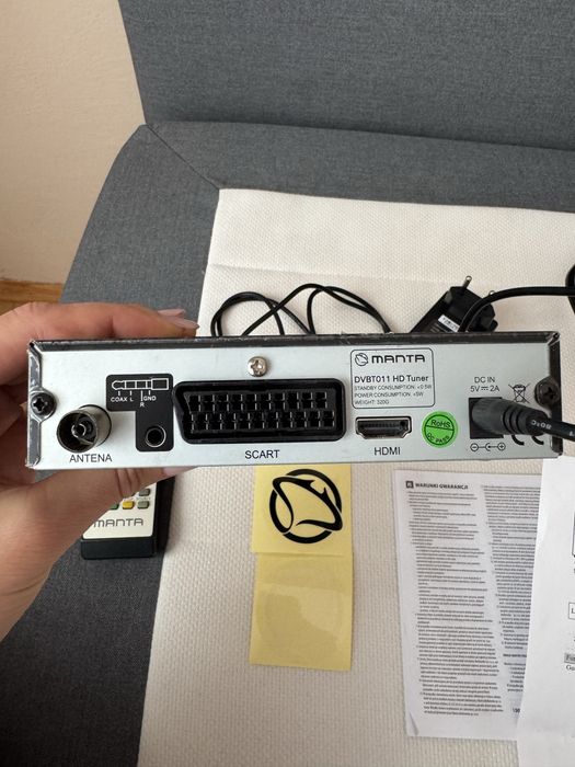 Dekoder TV Manta DVBT011 przewód kabel DPM scart hdmi media player