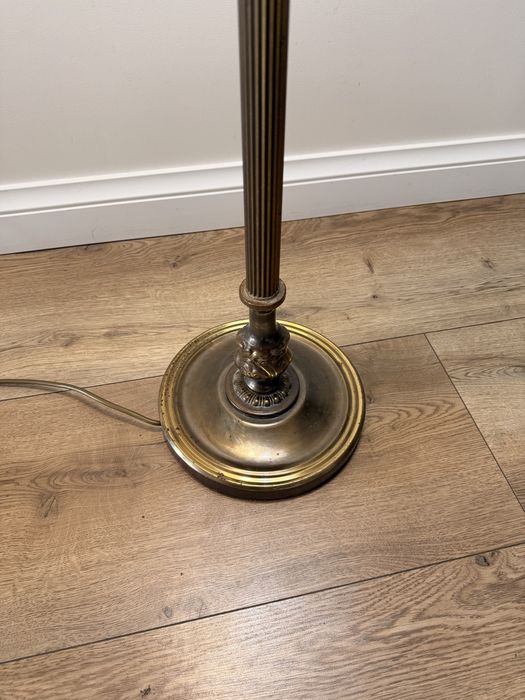 Ekskluzywna lampa podłogowa vintage – styl retro, ozdobny abażur, 2 światła
