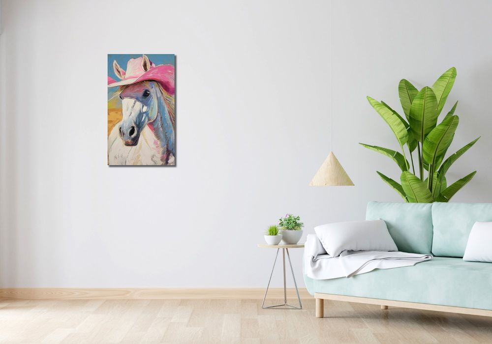 Obraz 40x70cm Różowy Kapelusz