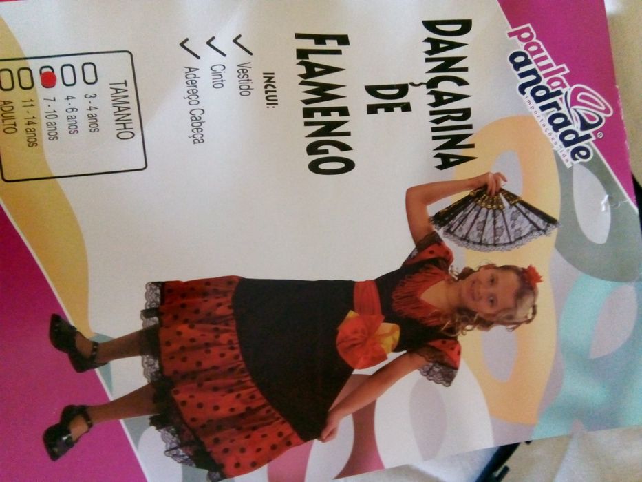 Roupa de carnaval 7-10anos dançarina de Flamengo
