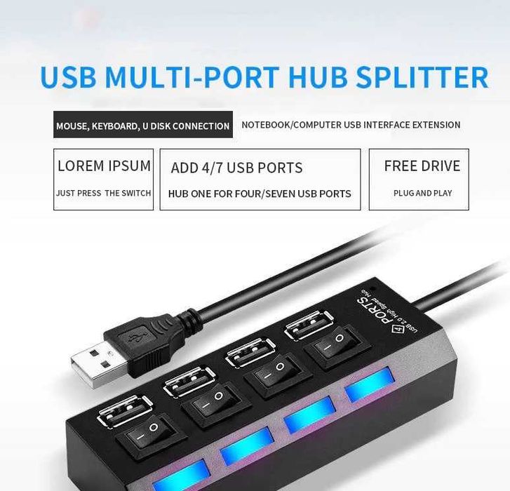 Micro Hub USB 2.0 Multi Portas usb