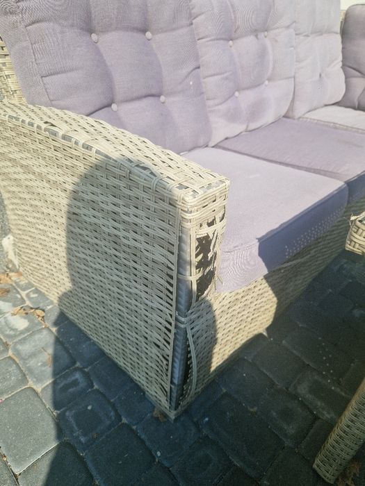 Narożnik kanapa technorattan na ogród taras stolik