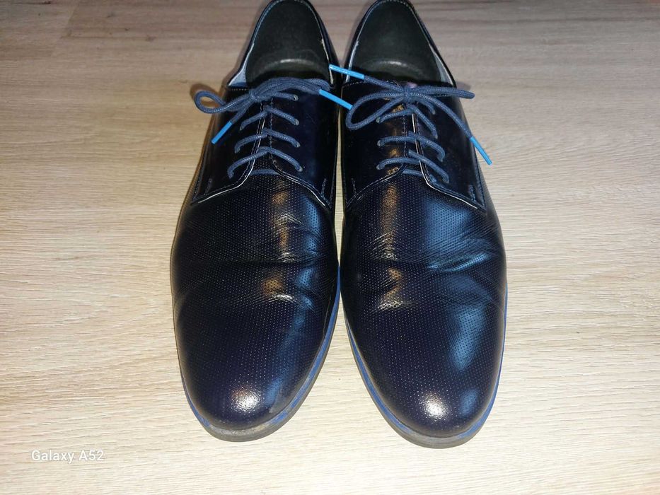 Skórzane lakierki Zadora – granatowe – rozmiar 44