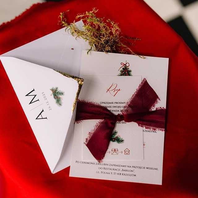 zaproszenie ślubne na ślub w zimie - Merry Christmas