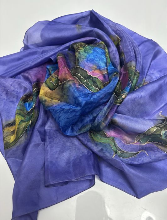 Apaszka ręcznie malowana unikat vintage 100% silk jedwab seta