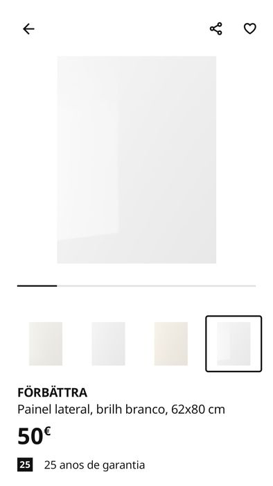 Painel lateral branco brilhante 62x80cm para cozinha IKEA Metod