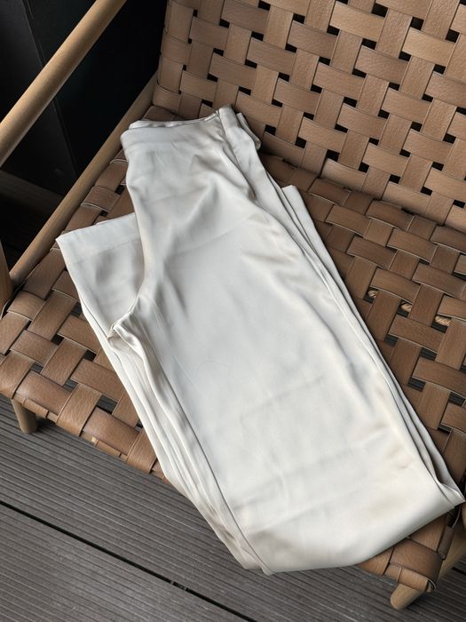 Сатиновве брюки штаны Zara XS серо-молочного оттенка