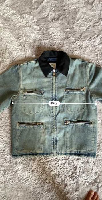 Casaco premium de ganga / denim cor azul com bolsos da Zara NOVO!