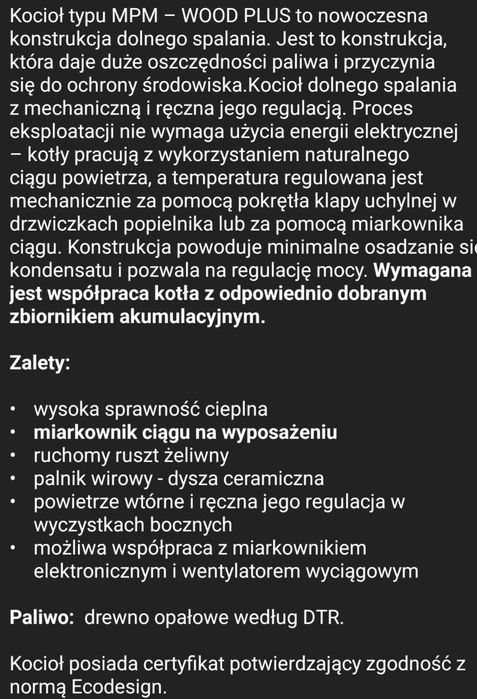 Piec na drewno 6kw