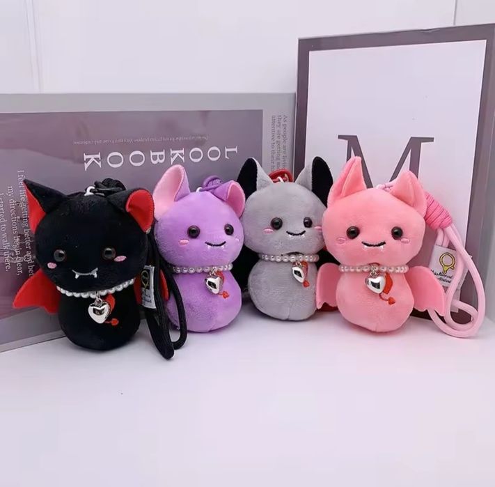 мягкие игрушки брелоки летучая мышь вампир кажан bat vampire черный фиолетовый розовый