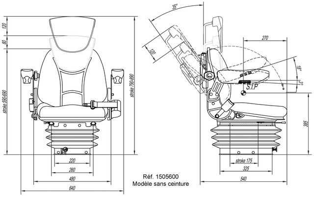 Siedzenie z amortyzacją pneumatyczną luxe rm 62 210 materiał