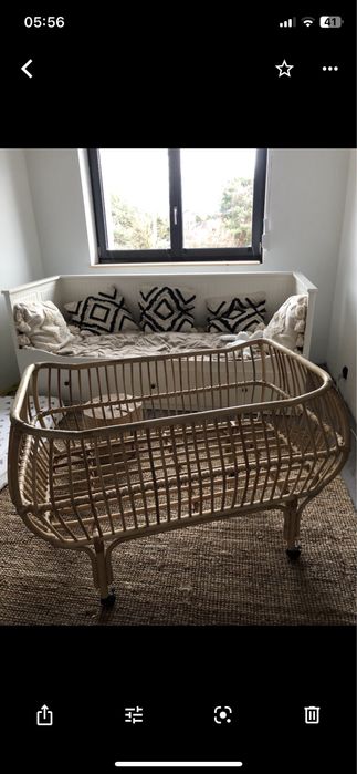 Łóżeczko wiklinowe rattanowe boho 60x110