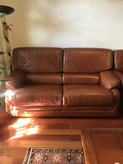 Conjunto de 3 sofás em pele