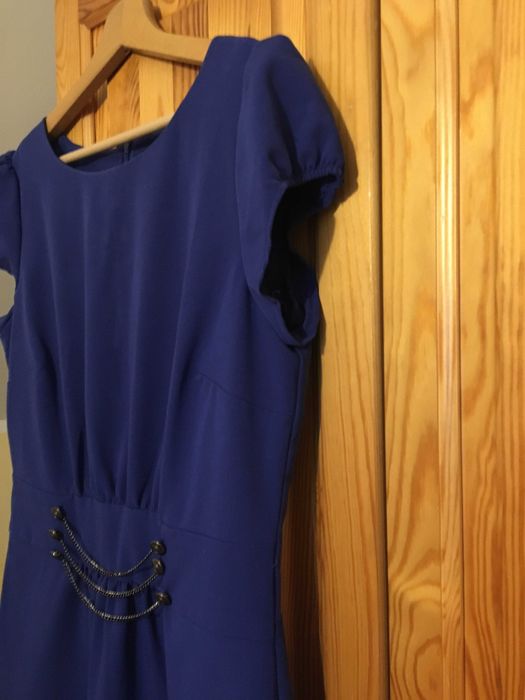 Granatowa sukienka chabrowa elegancka sukienka L 40