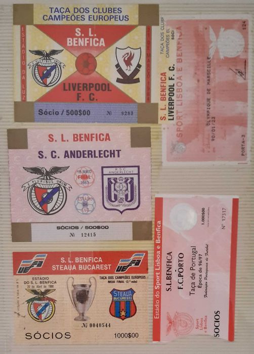 Bilhetes de futebol antigos