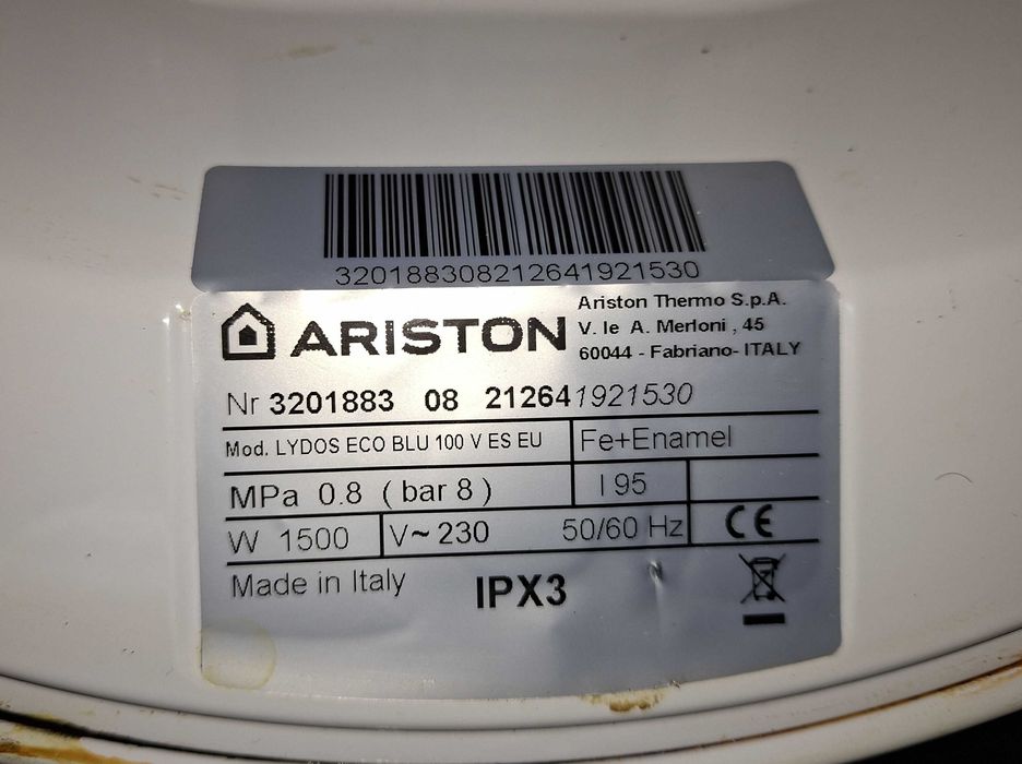 Termoacumulador Ariston Lydos Eco Blue V 100 litros - 2021 - AVARIADO