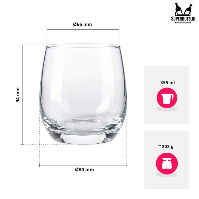 Szklanki do napojów wody 6x ZESTAW 335 ml gładkie szkło