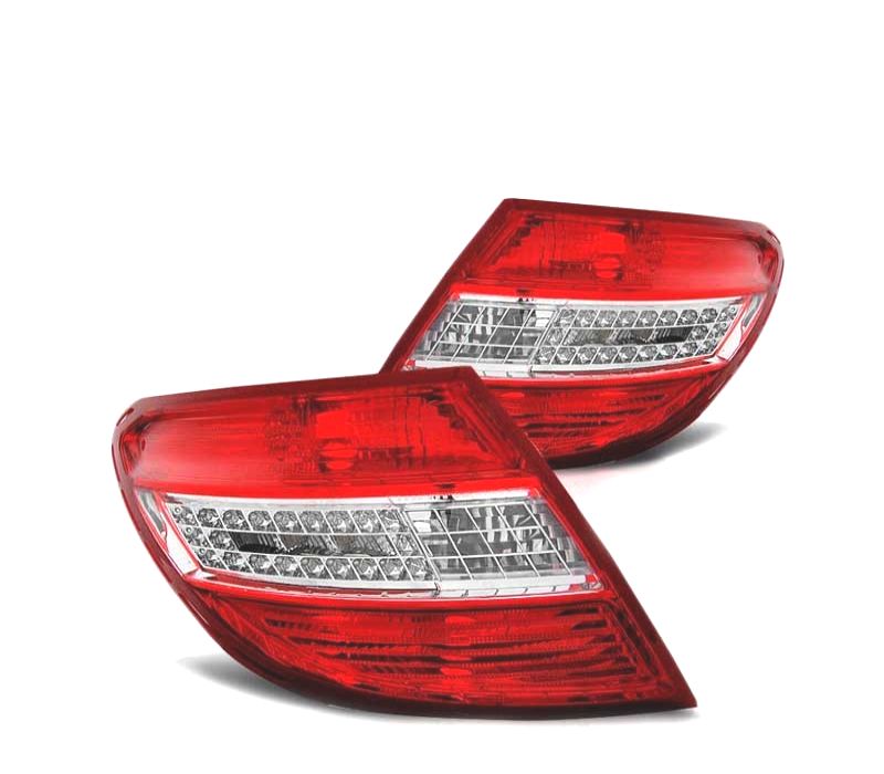 FAROLINS TRASEIROS MERCEDES CLASSE C W204 SEDAN 07-11 LED VERMELHO CRISTAL