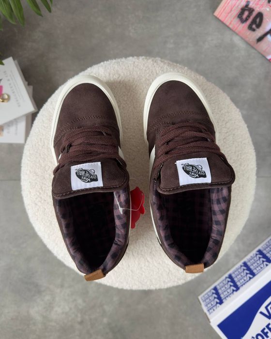 Кросівки Vans KNU Skool Brown/White premium | Кроссовки жіночі чоловічі