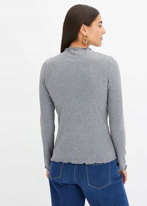 B.P.C prążkowany t-shirt ze stójką szary ^40/42