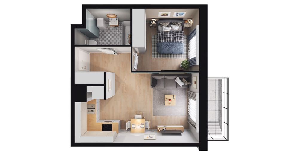 2-pokojowe mieszkanie 37 m² + balkon Bezpośrednio - View 2