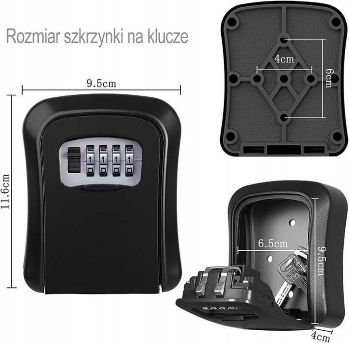 czarna kasetka na klucze z kodem