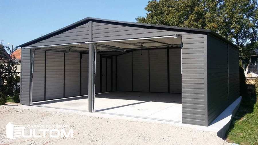 Garaż blaszany akrylowy drewnopodobny dwustanowiskowy