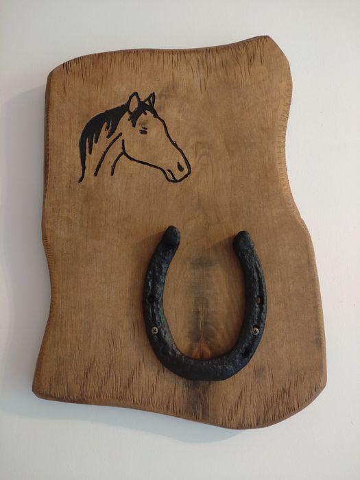Podkowa na szczęście koń drewniana ozdoba dekoracja handmade prezent