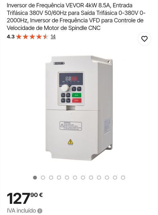 Inversor de Frequência VEVOR 4kW 8.5A