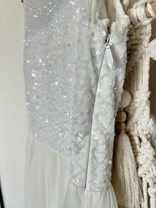Sukienka ślubna suknia ślubna ślub cywilny z cekinami i tiulem