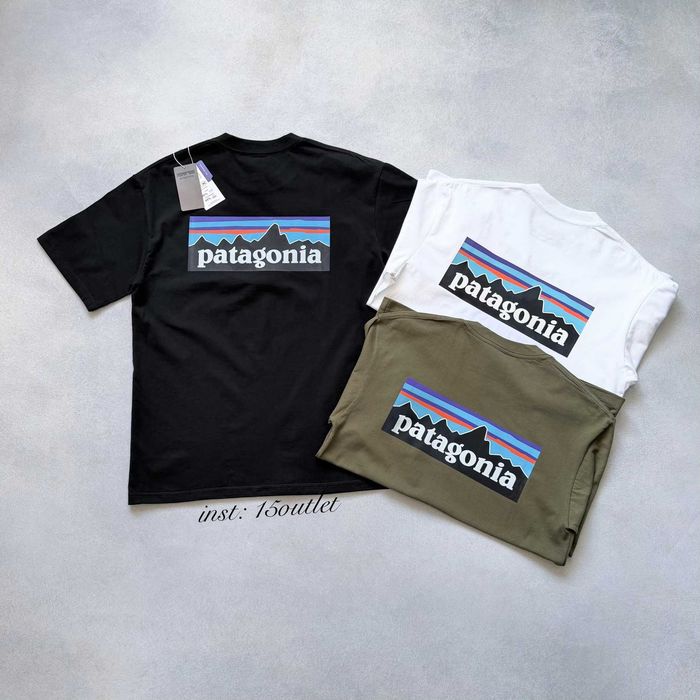 Футболка Patagonia Mens P-6 Logo Responsibili Чорний, БІлий, Хакі Патагонія Майка