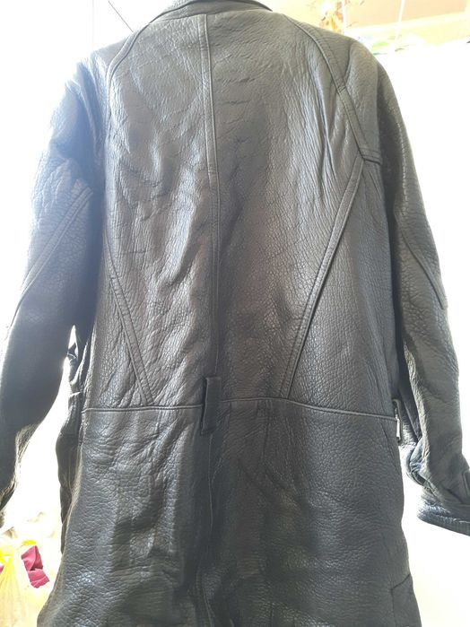 Кожаная куртка, удлинённая, XL
