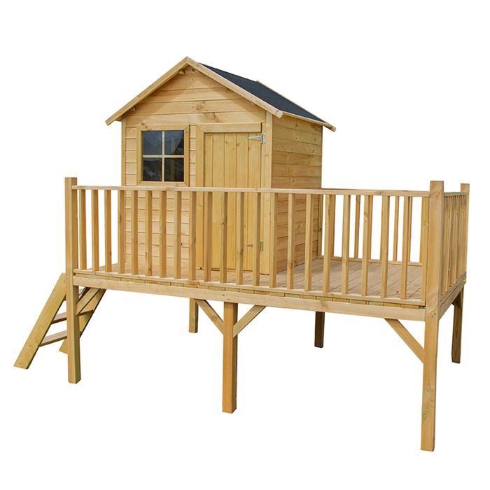 NOWY drewniany Domek dla dzieci ogrodowy IMPREGNOWANY 179x250x233 cm na platformie