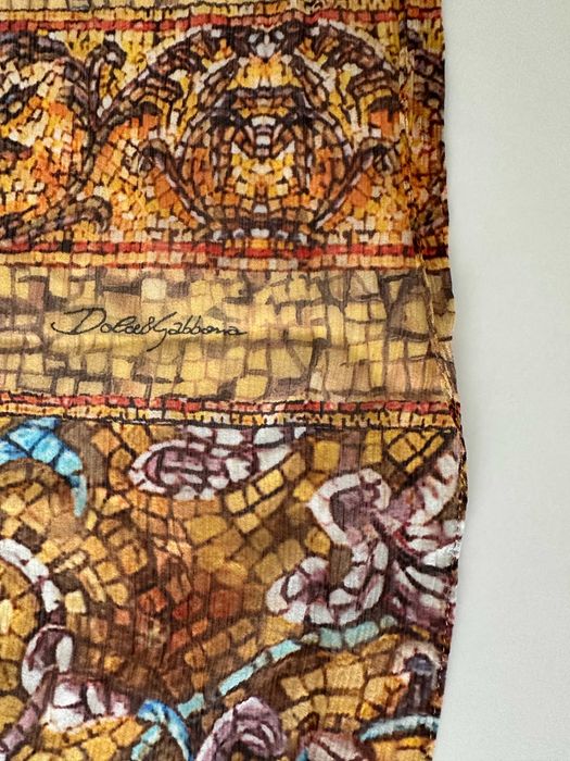 Оригінальний шарф/палантин Dolce & Gabbana, Byzantine Mosaic 120 — zdjęcie 4
