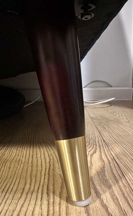 Sofa - rozkładana - welurowa - niebieska - złote nogi