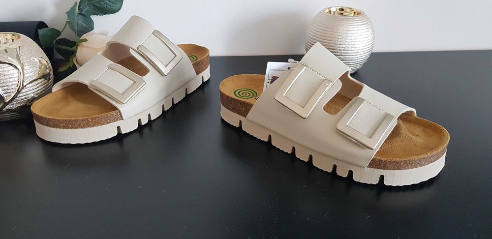 Klapki damskie Dr Brinkmann offwhite komfort rozmiary 36,37,38,39,40