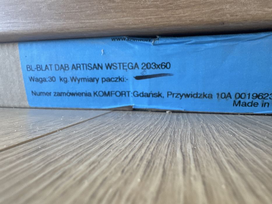 Nowy blat kuchenny Dąb Artisan 203x60 38 mm