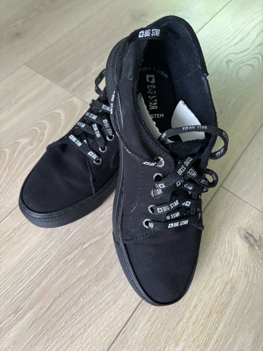 BIG STAR czarne trampki na platformie