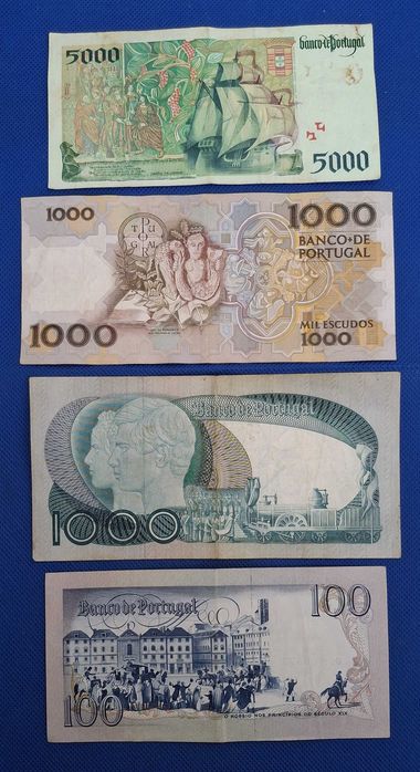 Portugal - lote de 4 notas diferentes (ver as fotos)