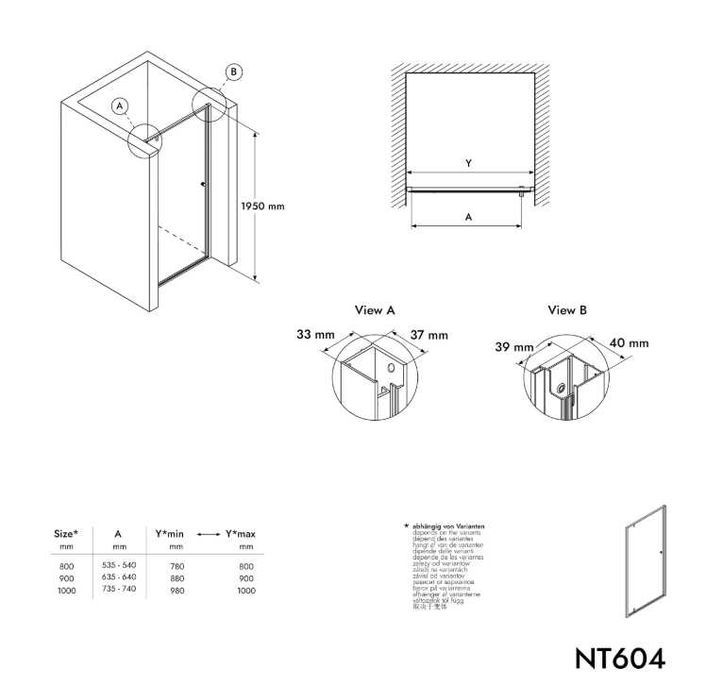 2x Portas Duche Frontal  *Bernstein  * com porta giratória  - vidro nano transparente de 6 mm