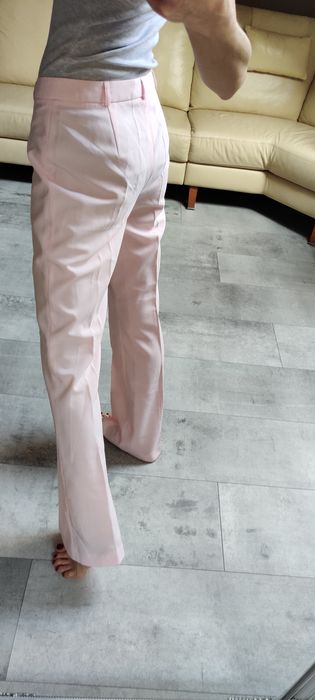 Spodnie w kant wizytowe biurowe pudrowy róż rozm S