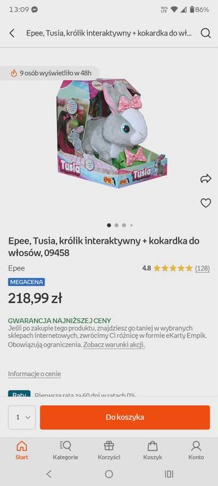 Tusia interaktywny królik Epee