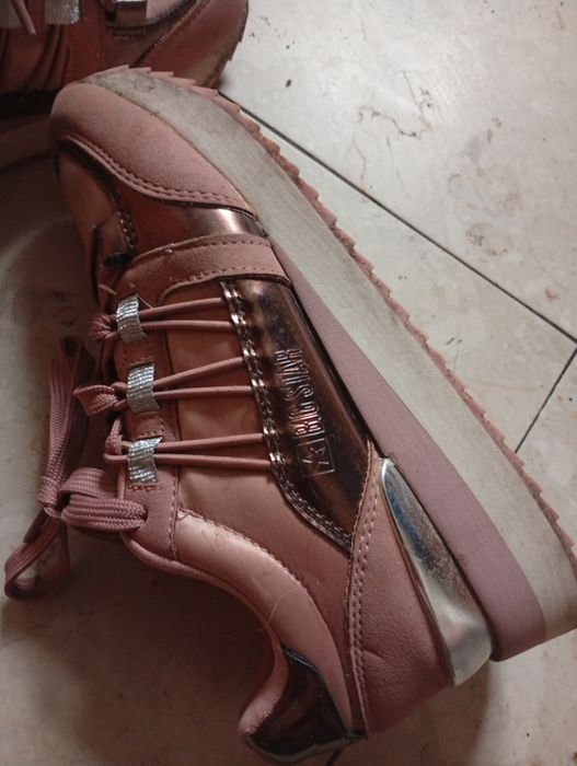 Buty damskie sportowe zlote z różem