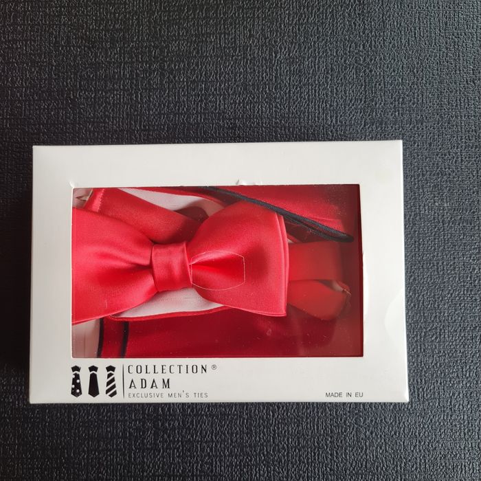Męska czerwona muszka z podszetką nowa