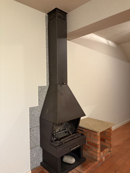 Salamandra de ferro fundido a lenha