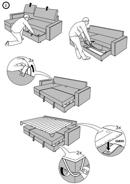 Sofá-cama com Chaise Longue para 3/4 pessoas