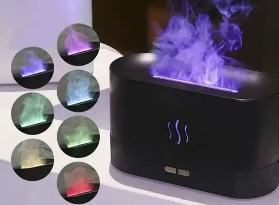 Увлажнитель воздуха led підсвітка  пламя Зволожувач  повітря нічник